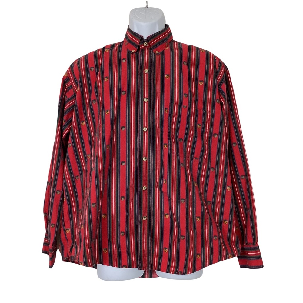 Gant Salty Dog Mens Large Imperial Poplin Shields Red Striped Button Shirt Vtg